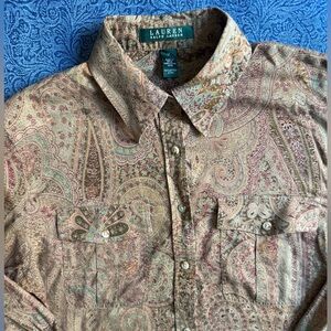 Lauren Ralph Lauren Paisley Button Down Shirt 100% Cotton | Size Women’s M